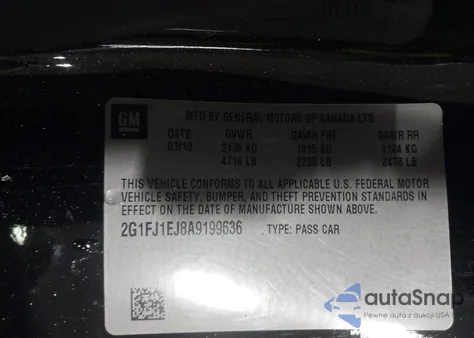 2010 Chevrolet Camaro 1Ss z USA, uszkodzony, nr VIN 2G1FJ1EJ8A9199636